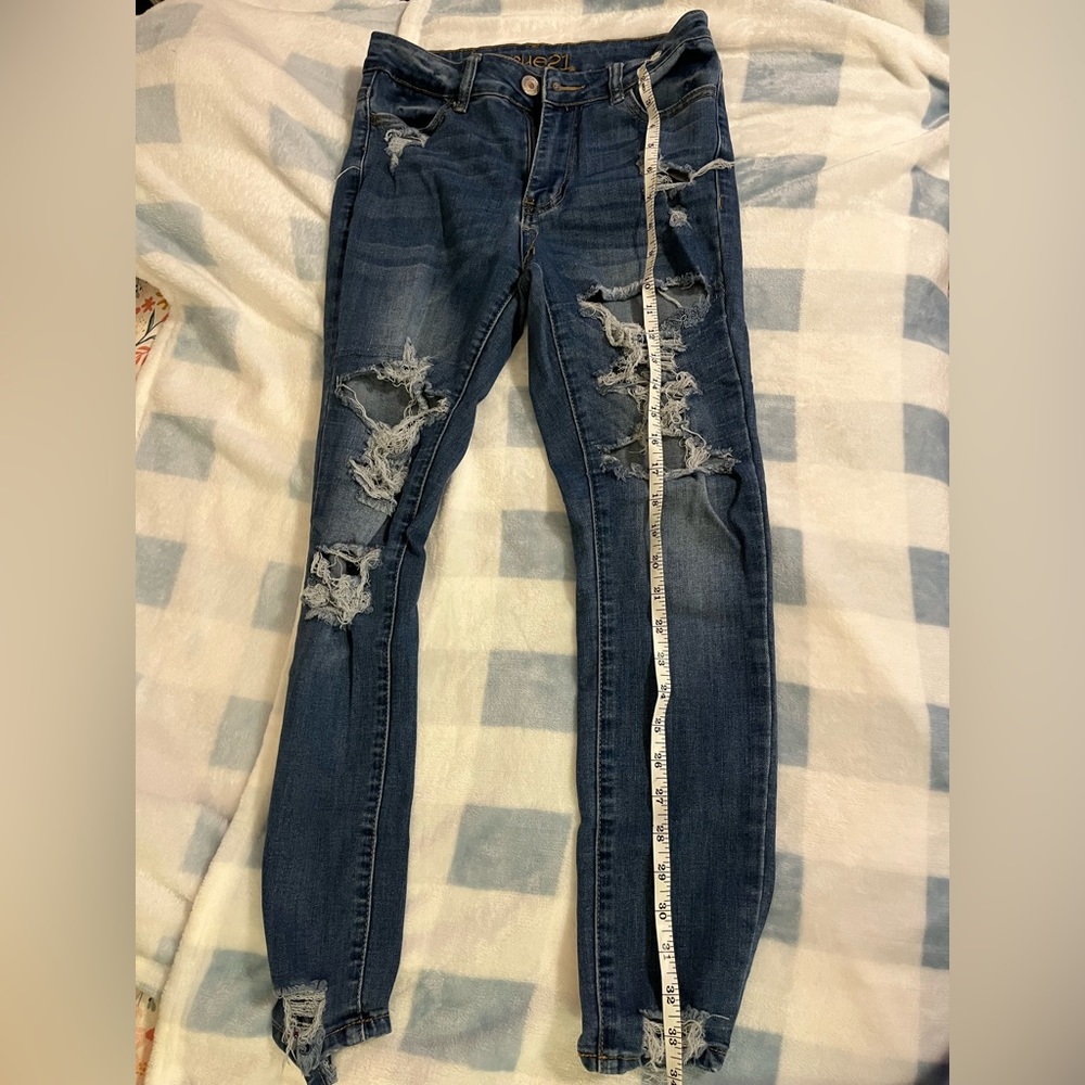 Distressed Blue Jeans